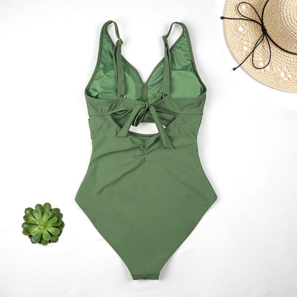 Swimsuit for Women Cross Front Cutout Design Ruched Tummy Control Bathing Suit Wide Shoulder Straps Swimwear