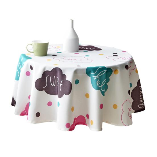 Tablecloth Nordic Style Plaid Print Round Shape Tablecloth Wrinkle Resistant Spill Proof Smooth Winter Table Cover Home Decor