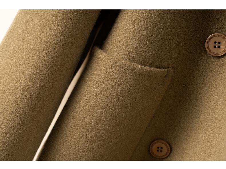 Women's 100% Wool Double-Faced Cashmere Mid-Length Coat - Versatile, High-End Suit Jacket for Petite Sizes