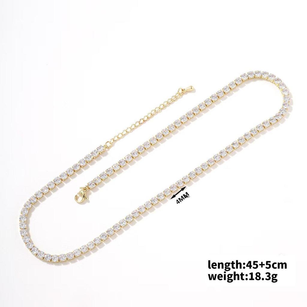 Bunte Zirkon Hip Hop Halskette: Einreihige Kristallkette Modeschmuck für Damen