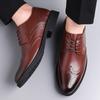 British Style Mens Casual Shoes Brand Formal Office Business Oxford Leather Lace-up Comfortable Anti-slip Wearable Pointed Shoes
