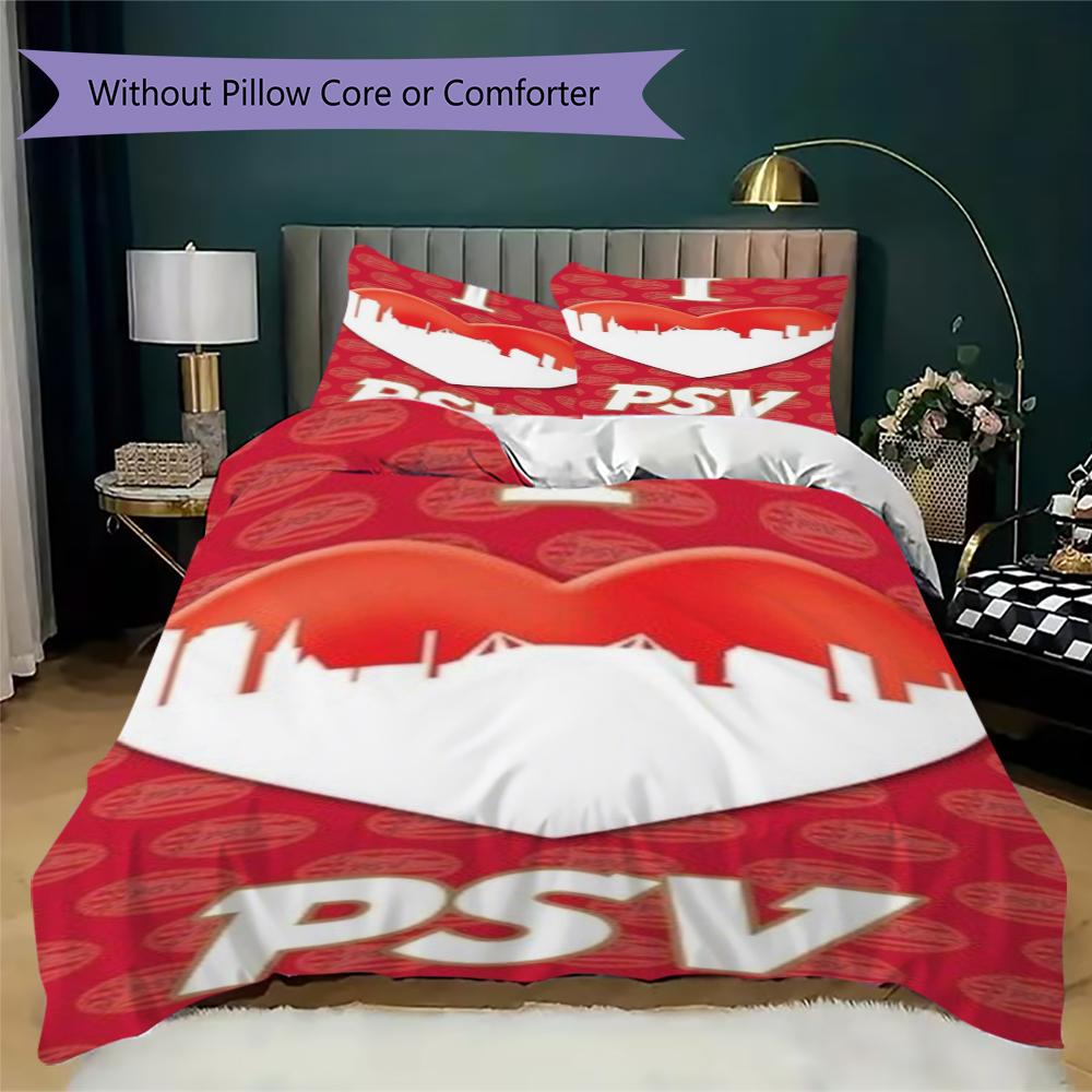Juego de Funda Nórdica y Funda de Almohada con Estampado del PSV Eindhoven Decoración del Hogar Regalo de Cumpleaños (1 * funda de edredón + 2 * fundas de almohada sin relleno)122