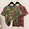 Tops Women Cotton Summer Large Size T-shirt Round Neck Loose Printed Casual Pullover T-shirt Top
