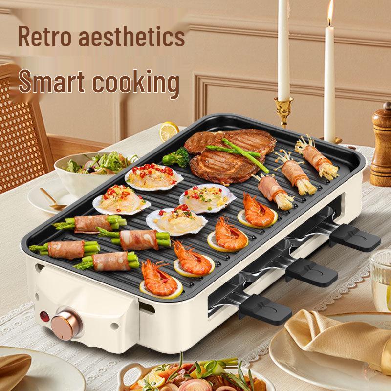 Multifunctional Electric Grill & Oven: Smokeless Indoor/Outdoor BBQ Pan & Baking Rack