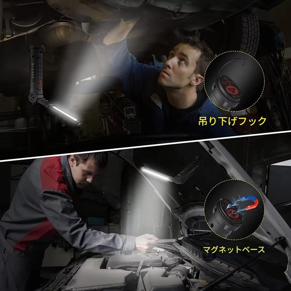 Zmart COB LED USB Portable Outdoor Camping Work LED Lighting High Warm Daylight SMD Power Diffused Floodlight Lamp, Rechargeable, Magnet-Enabled,