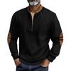 Men Sweatshirt Half Zipper Plaid Stand Collar Elbow Decoration Pullover Tops Long Sleeve Jacket Work Date Wear