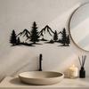 Metal Wall Art Mountain Forest Black Decor For Living Room Bedroom Office Modern Farmhouse Rustic Nature Inspired Wall Hanging Sign