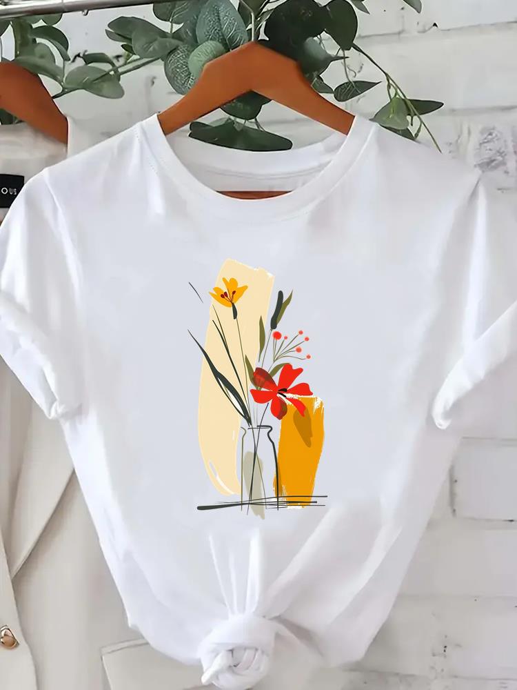(Asian Size) T Shirt Tee Feather Trend Cute Top Clothing Fashion Women Casual Printed Lady Female Graphic  Short Sleeve T-shirts