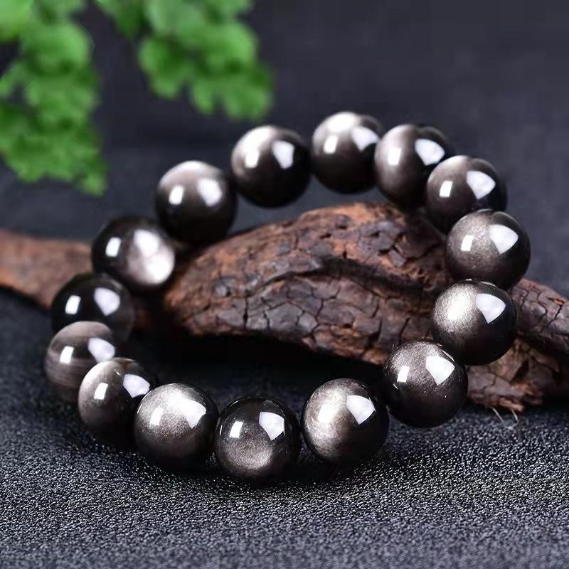 Natural Rainbow Eye Obsidian Bracelet Ice  Obsidian Gold Obsidian Silver Obsidian Crystal Bracelet Ornaments Gift