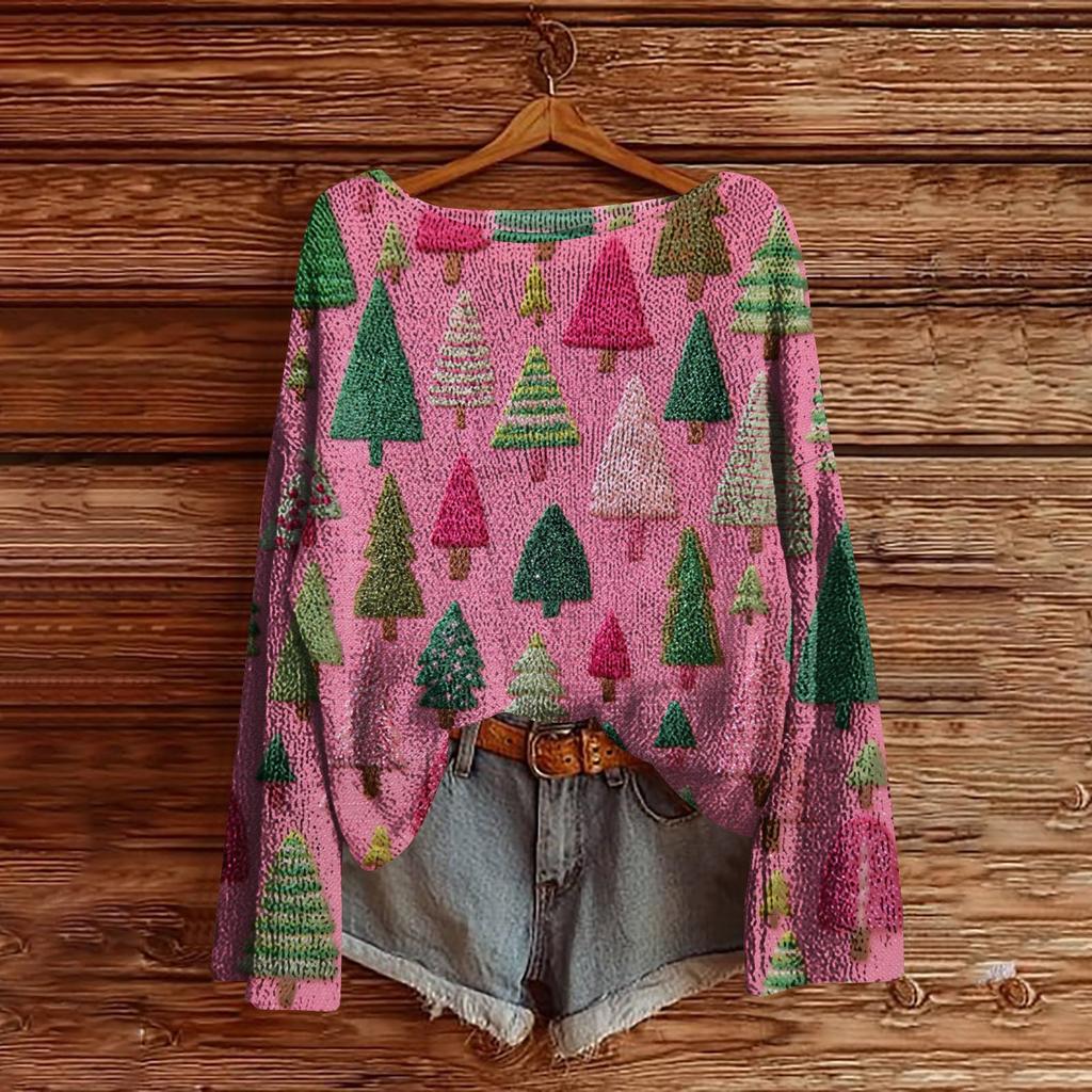 Women's Round Neck Lightweight Sweater Casual Long Sleeve Knit Pullover