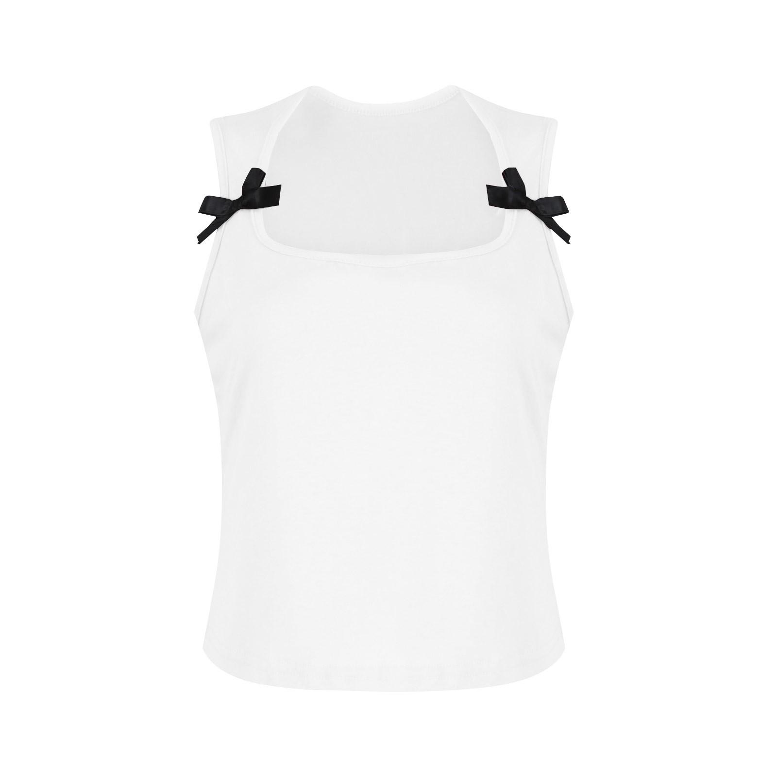 

Женский летний уменьшенный повседневный универсальный жилет с бантом и топом на бретельках для женщин XL белый