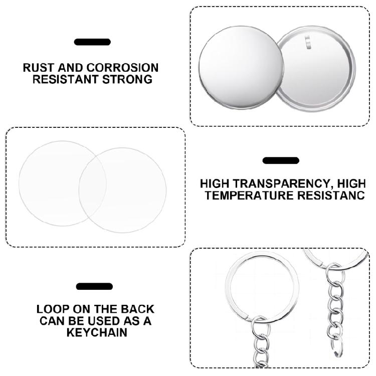 100Pcs Keychain Button Badge Set, 58mm Metal Badge and Craft Keyrings Set for Craft and Keychain Accessories