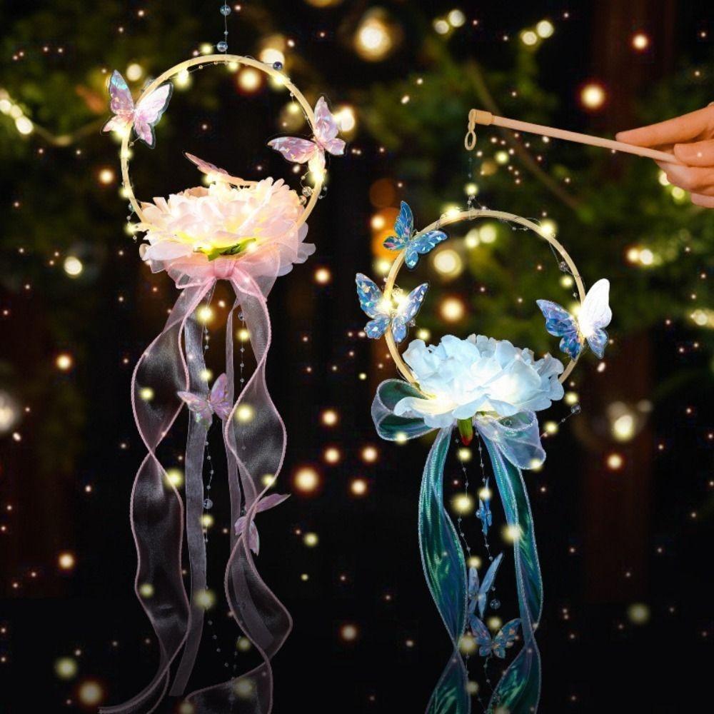 Organza Ribbon Butterfly Lanterns Material Package Hanging Festival Light  Crafting Party