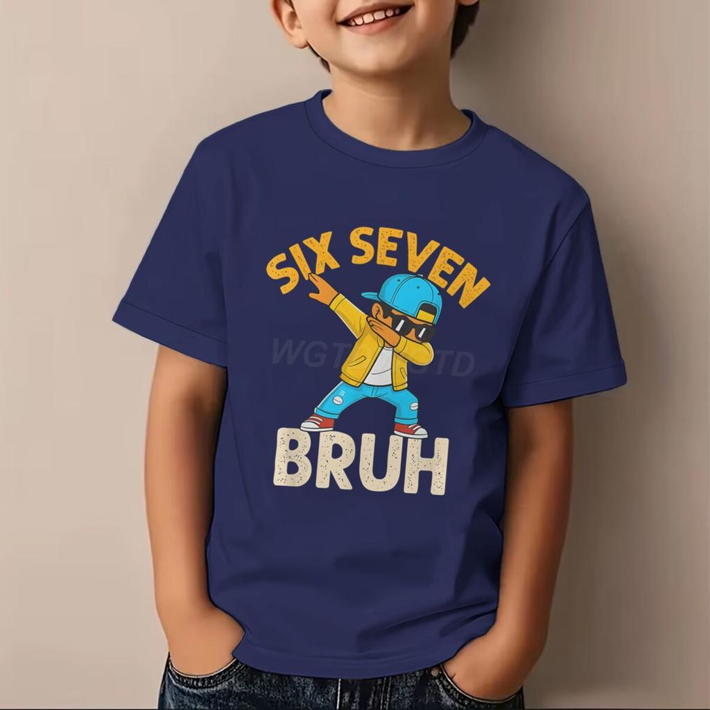 Boys Girls Six Seven Bruh Tshirt Number 6 7 Print Casual Daily Wear Tee Toddler 67 Cartoon Soft Cotton Tee Baby Boy Clothes
