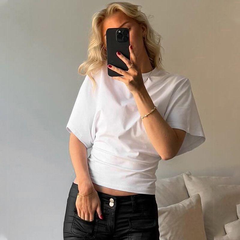 Shemoda Summer All-Matching round Neck Short Sleeve T-shirt Female Street Fashion Loose Leisure Slimming Sexy Tops