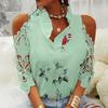 Sexy Hollow Out Vintage Blouse Women V-Neck Elegant Lace Shirts Summer  Printed Short Sleeve Blouses Female Casual Tops 19361