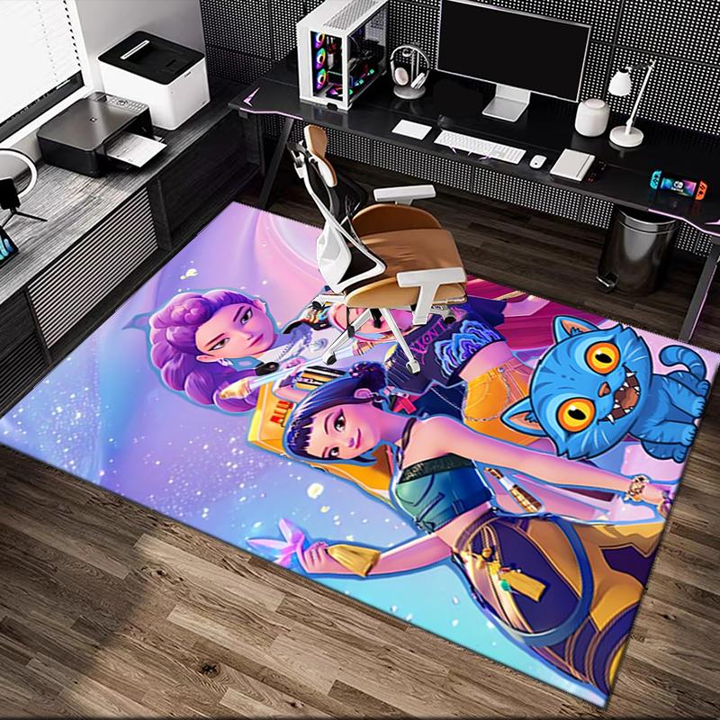1pc Area Rug Appropriate for Office, Kpop Demon Hunters Carpet, Versatile Printed Chair Rug, Durable Home Sofa Carpet