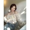French one-word shoulder collarbone top women's spring new design sense niche ruffle shirt women's autumn