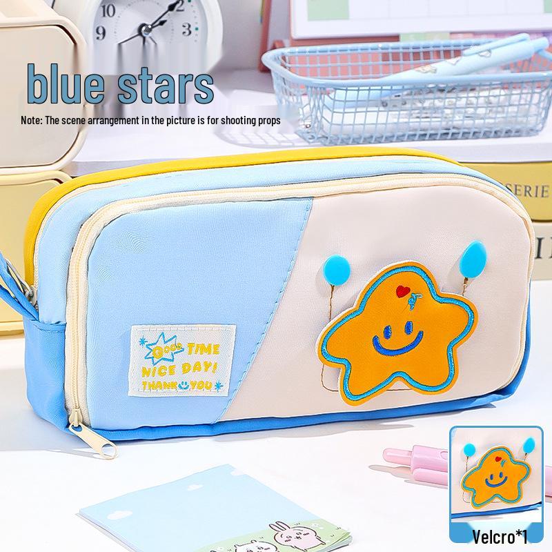 Large Capacity Colorblock Pencil Case for Middle School Girls - Stylish and Portable