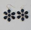 Faceted Black Onyx Earrings, Flower Design Earring, 925 Sterling Silver Handmade Earring, Gift for Her, December Birthstone