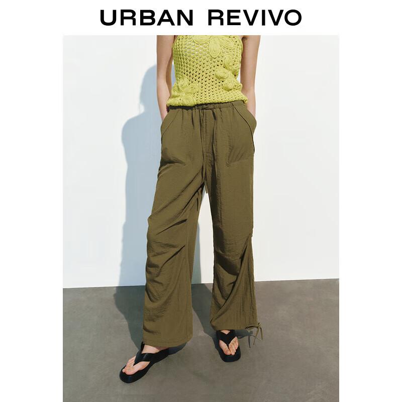 

UR 2025 Spring New Women s Casual Workwear Wide-Leg Drawstring Pants XS