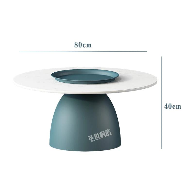 Light Luxury Rock Board Coffee Table Creative Living Room Furniture Sofa Round Side Table Nordic Small Apartment Round Table