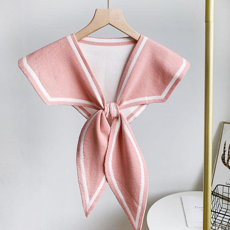 Fashion Knit Scarf Cute Neck Warmer Circle Fake Collar Front Tie False Collar Women Navy Style Detachable Collar For Women