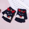 Winter knitted flip half-finger gloves jacquard deer imitation mink cover gloves baby warm back cover gloves