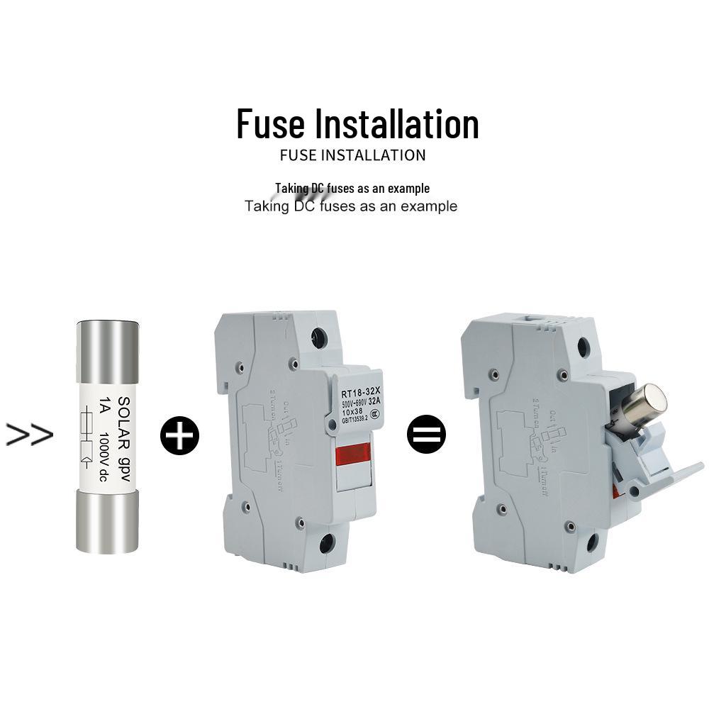 10x38 DC Fuse with Indicator Light for PV Combiner Box, 1000V, 16A/20A/32A