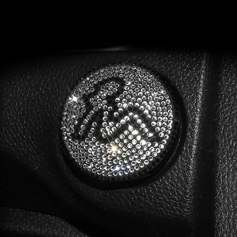 Luxury One-Key Start Button Cover Car Engine Ignition Start Button Protective Cover Car Stickers Pink Car Accessories for Girls