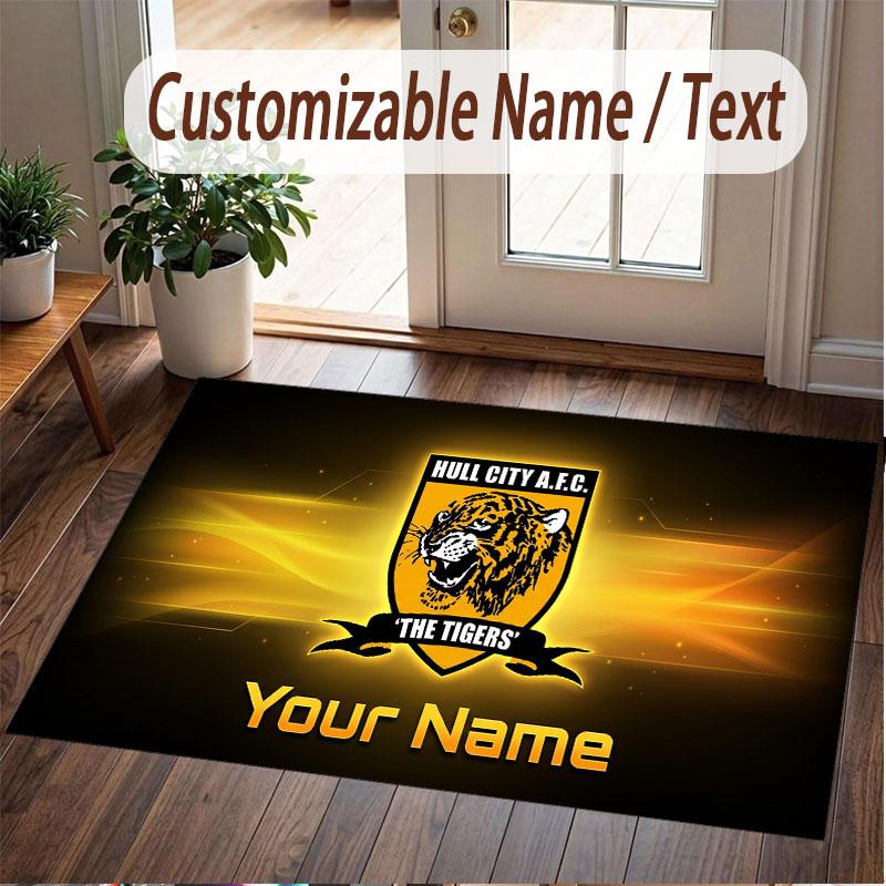 Custom Rug Hull City Pattern Print Name Text Soft Non‑Slip Floor Carpet for Home Indoor Decoration