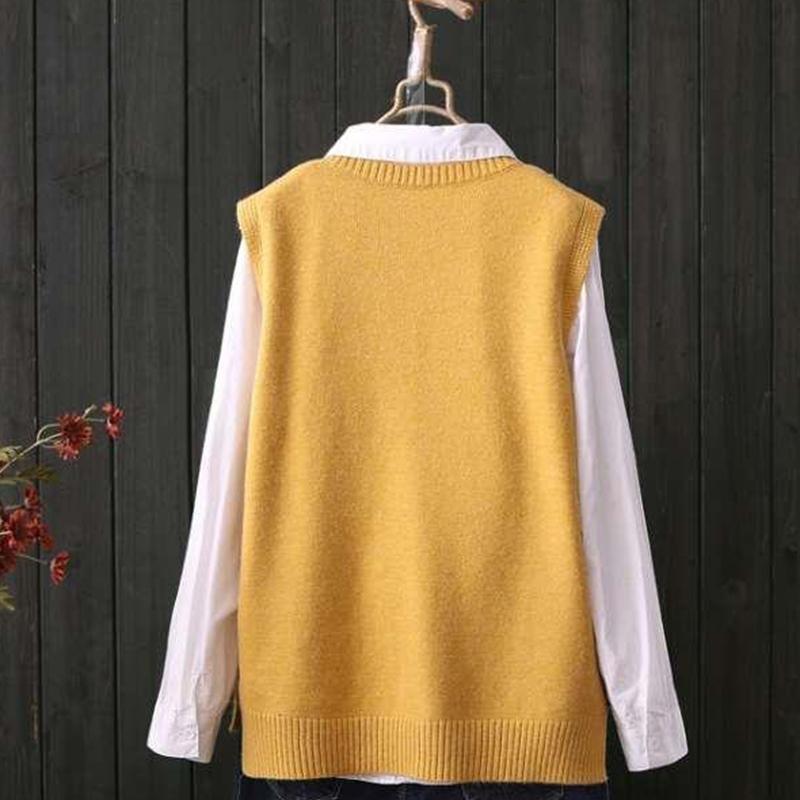 Literarische kurze Strickweste Damen ärmelloser Pullover Wollweste Pullover Bottoming Shirt Pullover Weste