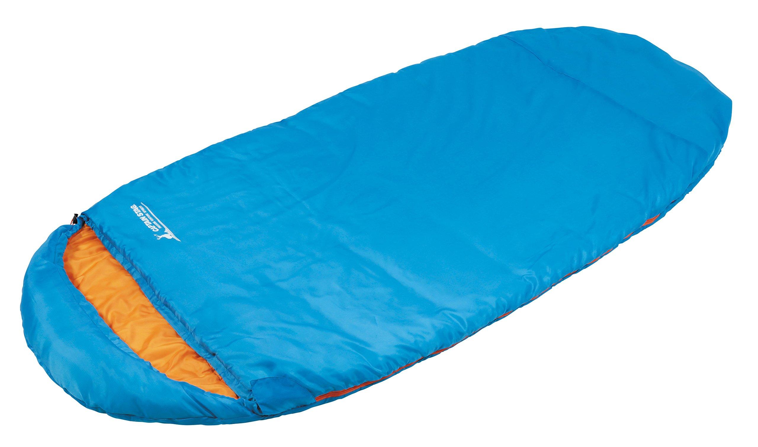 

Captain Stag Sleeping Bag, Egg-Shaped, 1200g Fill, Minimum Temperature 10°C, Machine Washable, Includes Storage Bag, Blue, UB-22