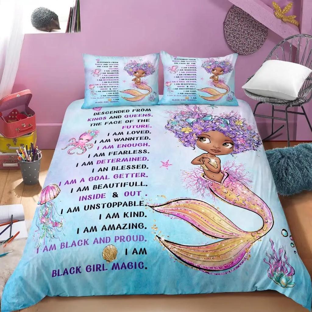 Kołdra z motywem afrykańskim dla dziewcząt, kwiatowa, z inspirującymi cytatami, pościel dla dzieci, nastolatków, dekoracja pokoju dziewczynki, uroczy prezent w stylu vintage dla dziewcząt