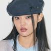 Poesiedame COTTON BOW BERET IN NAVY