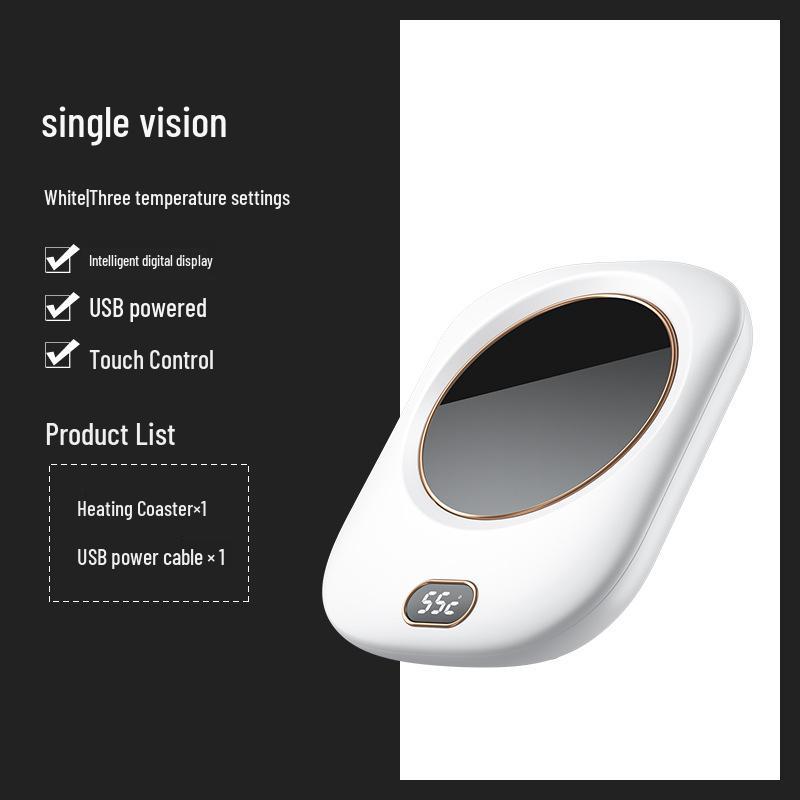 USB Adjustable Temperature Heating Coaster Set - 55°C Warm Cup Insulation Pad Gift