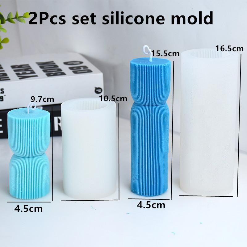 Cylindrical Tall Pillar Candle Molds Ribbed Aesthetic Twist Silicone Mould Geometric Abstract Decora Mold Gifts Craft Home Decor