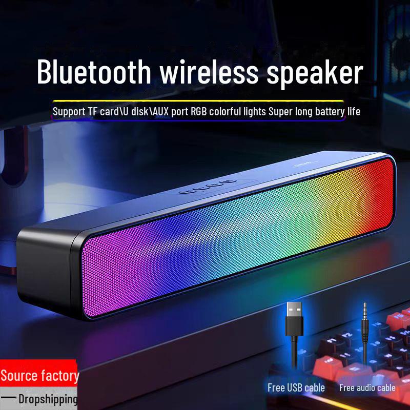 

Портативный беспроводной динамик RGB Bluetooth с сабвуфером для использования в помещении и на улице