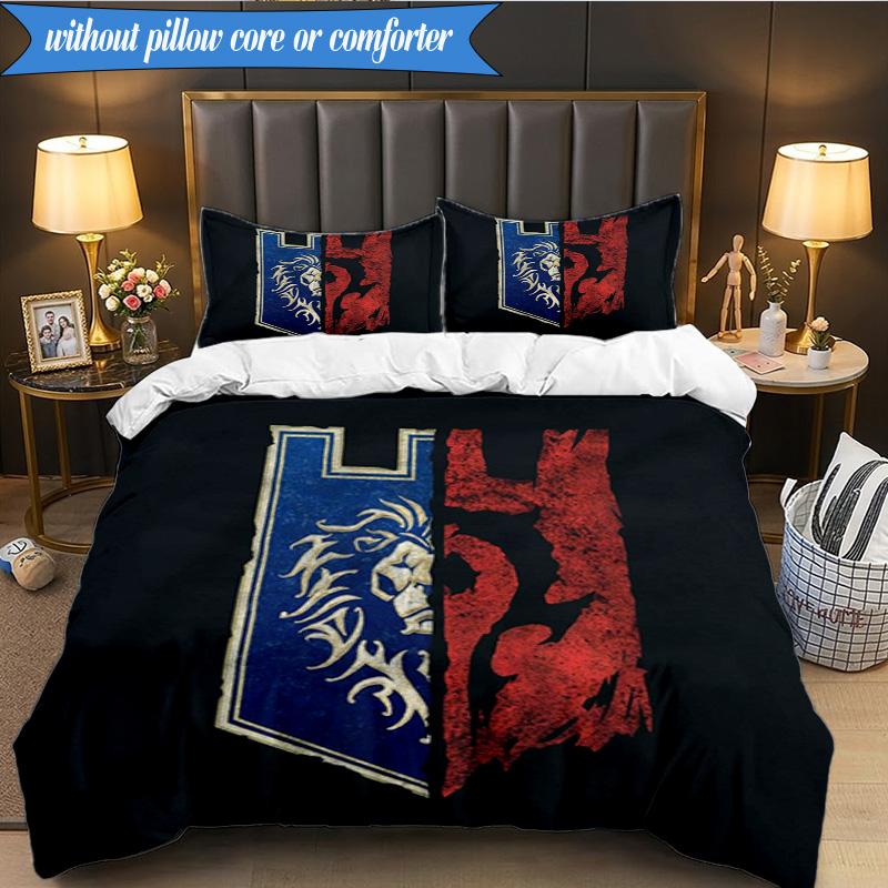Warcraft game 3pcs K-pop music group Bedding set,Ideal for Bedroom, Dormitory,Including Duvet Cover And 2pcs Pillowcases,Fan gifts