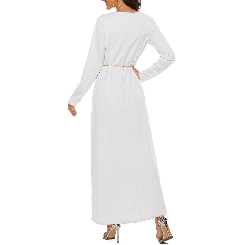New Muslim Long Sleeve Cotton Inner Dress with Free Belt