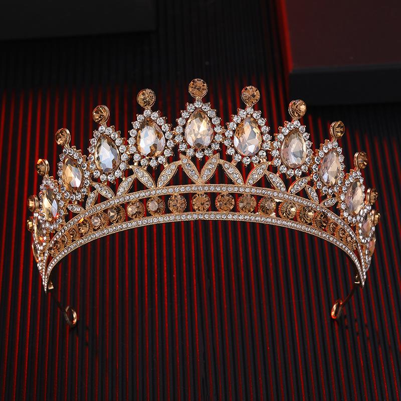 The Bride's Colorful Rhinestone  Baroque European and American Diamond Princess  Round Tiara Hair Accessory Wedding Dress and Crown