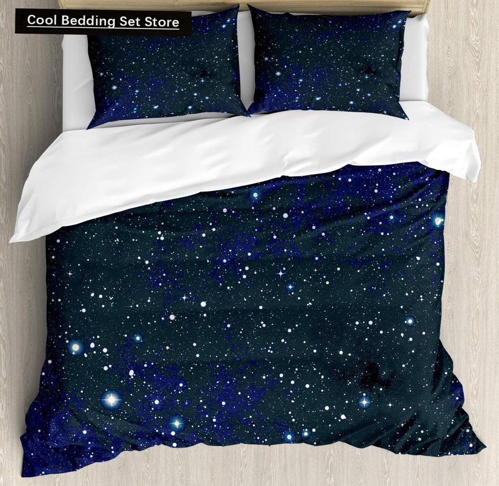 Starry Sky King Queen Duvet Cover Colorful Galaxy Bedding Set Outer Space 2/3pcs Quilt Cover Glitter Polyester Comforter Cover