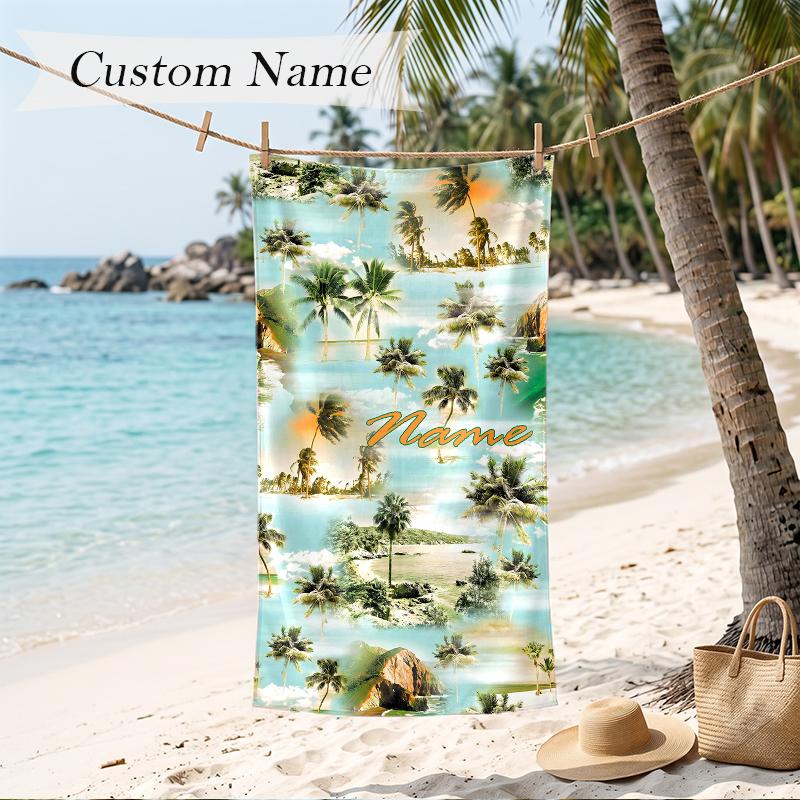 Island resort style Custom Name Printed Beach Towel Personalized Soft Towel For Swimming Beach Travel