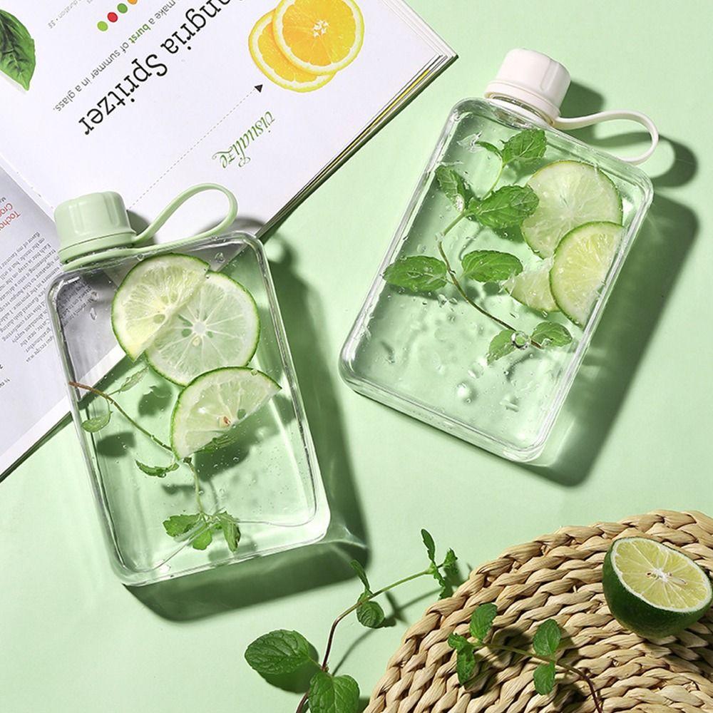 Portable 240ml/320ml Water Bottle Rectangle Plastic Water Cup Clear Transparent Handheld Fruit Tea Cup Kettle Outdoor Sport