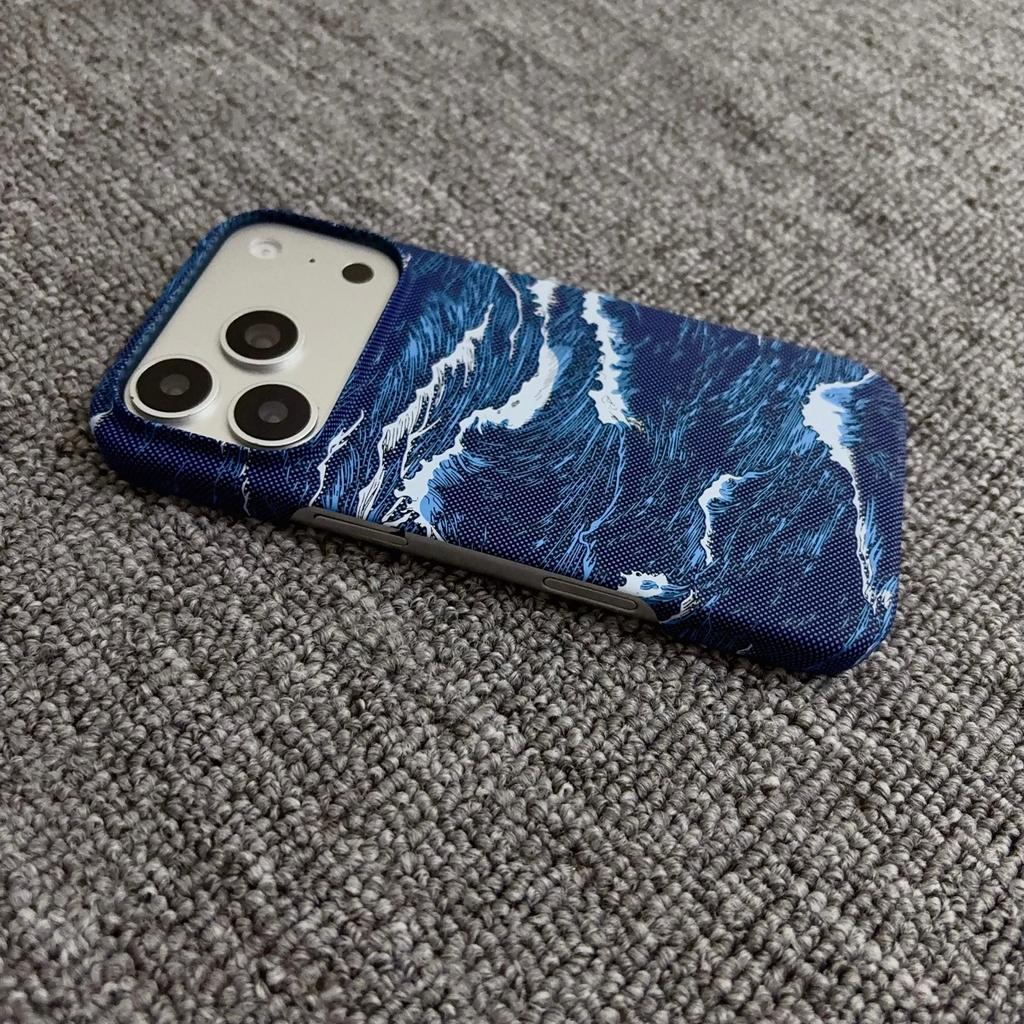 Luxus Kevlar Carbonfaser Meereswellenmuster Rahmenloses Case Für IPhone Air 17 Pro Max 16 15 14 13 Für Magsafe Lade Schutzhülle