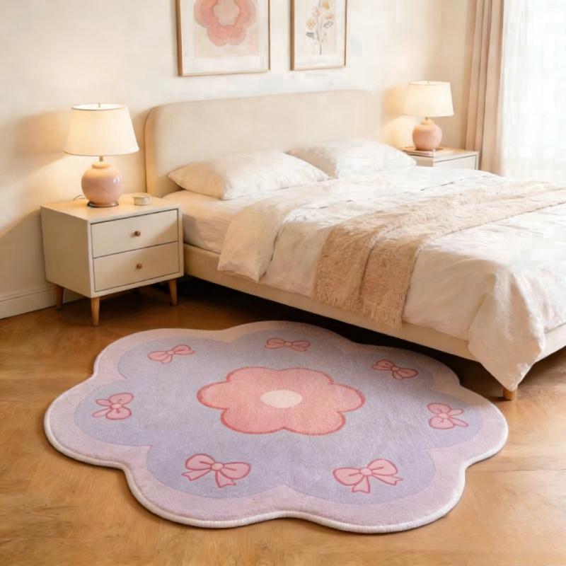 Bunte Blumenteppiche für das Wohnzimmer Flauschig Weicher Schlafzimmer Dekor Teppich Unregelmäßige Form Nachttischteppich Zuhause Dicke Plüsch Bodenmatte