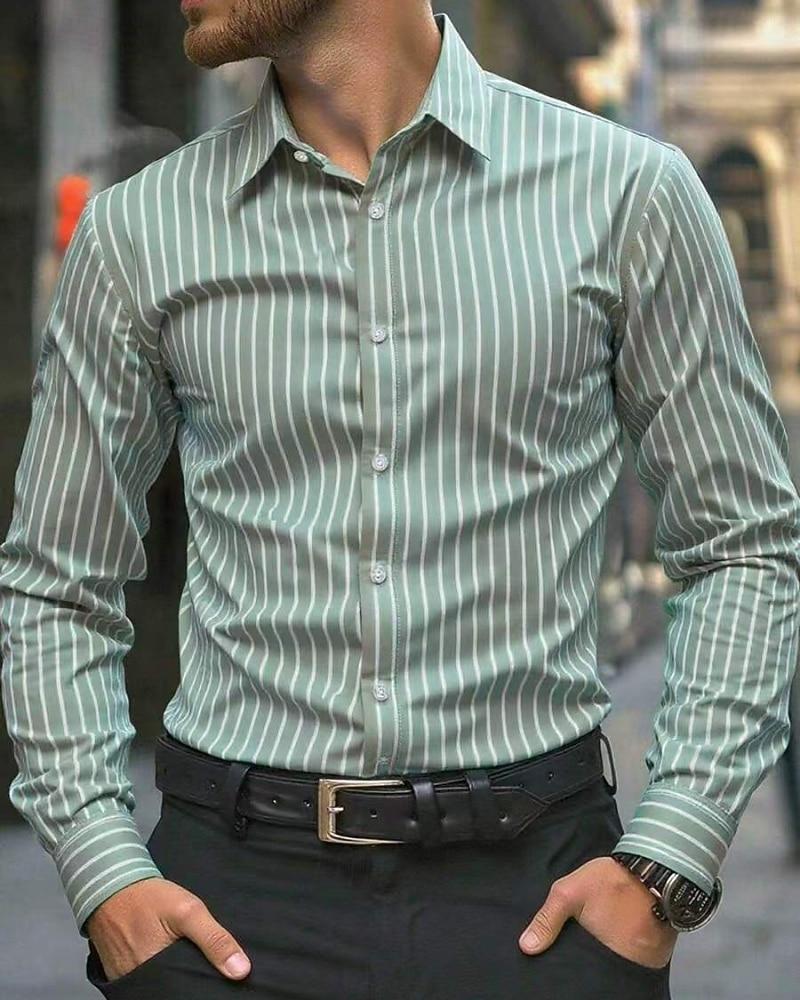 Men's Shirt Casual Shirt Button Up Shirt Long Sleeve Vertical Stripes Lapel Daily Clothing Apparel Fashion Casual Comfortable