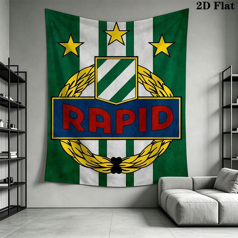 Rapid Vienna logo Wall Hanging Printed Fabric Blanket Decorative Tapestries for Bedroom Living Room Home Decor