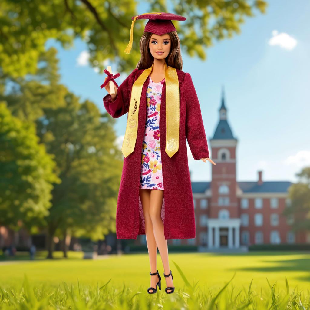 barbie Signature Graduation Wishes Doll with Maroon Gown and Cap (Model JJX81)