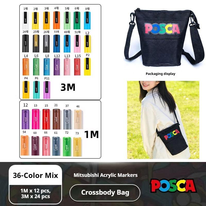 Japanese POSCA Acrylic Marker Set 32Vibrant Colors,1M/3M/5M,Quick-Drying&Smudge-Proof for Professional Artists,Students&Crafters